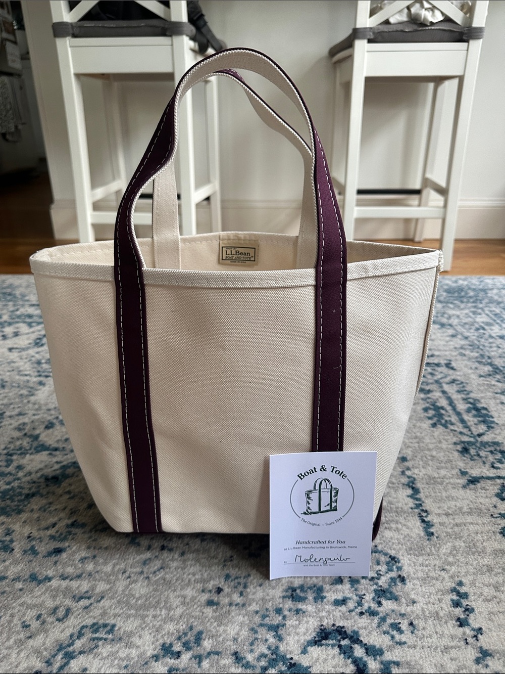NWT L.L. Bean Boat & Tote Medium Fig Canvas Bag USA Made